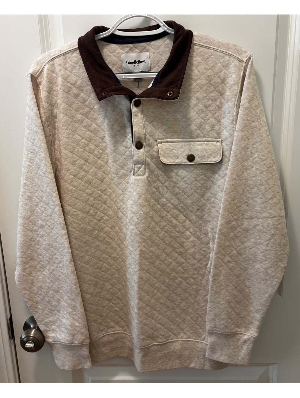 Goodfellow & Co Men’s Quilted Sweatshirt Beige/Brown Size Small